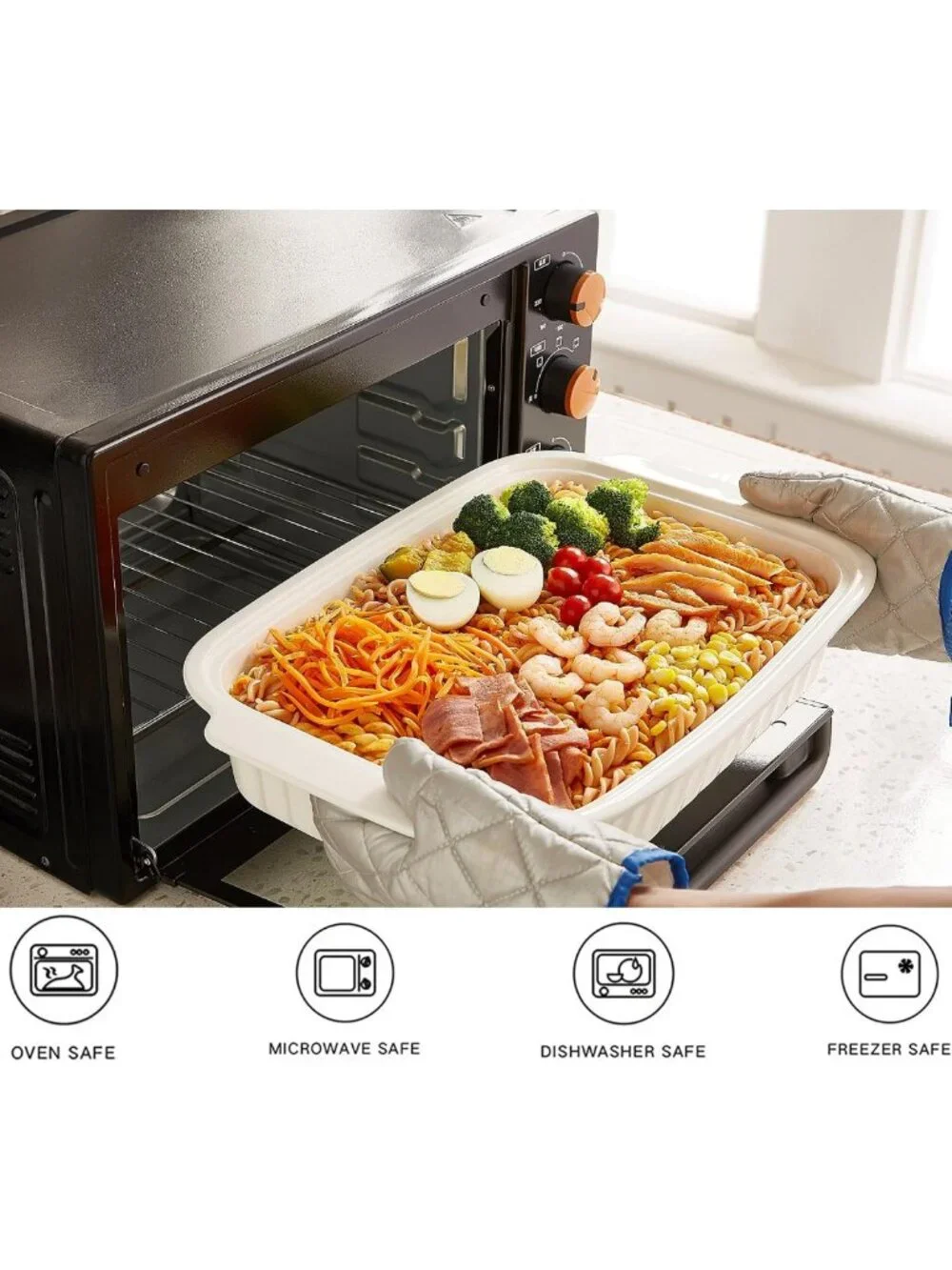 Large 5.5 Quart Ceramic Baking Dish with Lid - Versatile Lasagna & Casserole Pan